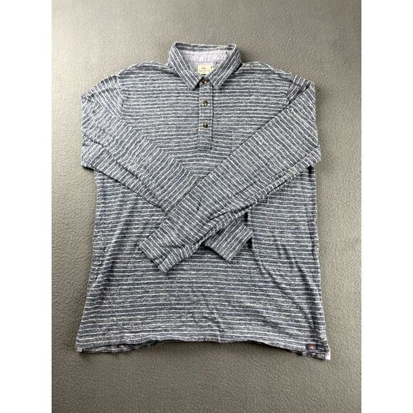 Faherty Other - Faherty Henley Shirt Men's L Blue Heathered Stripe Baselayer Outdoors Pocket